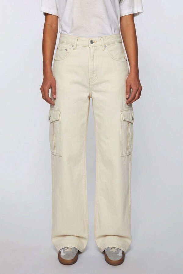 J97 Ecru Cargo — Wide Leg Denim
