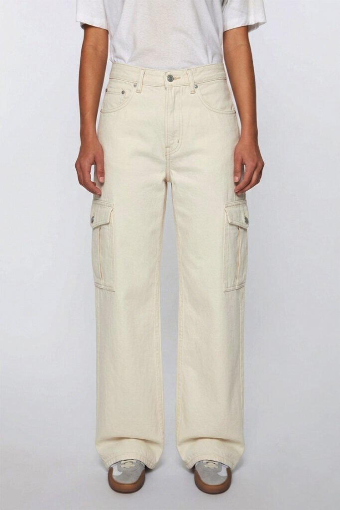 J97 Ecru Cargo — Wide Leg Denim
