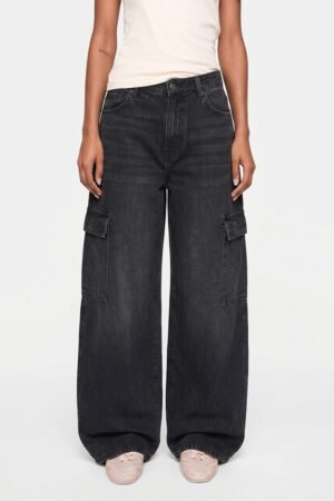 J-103 Black Cargo Jeans