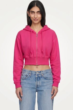 H78 Punch Pink — Cropped Zip Hoodie