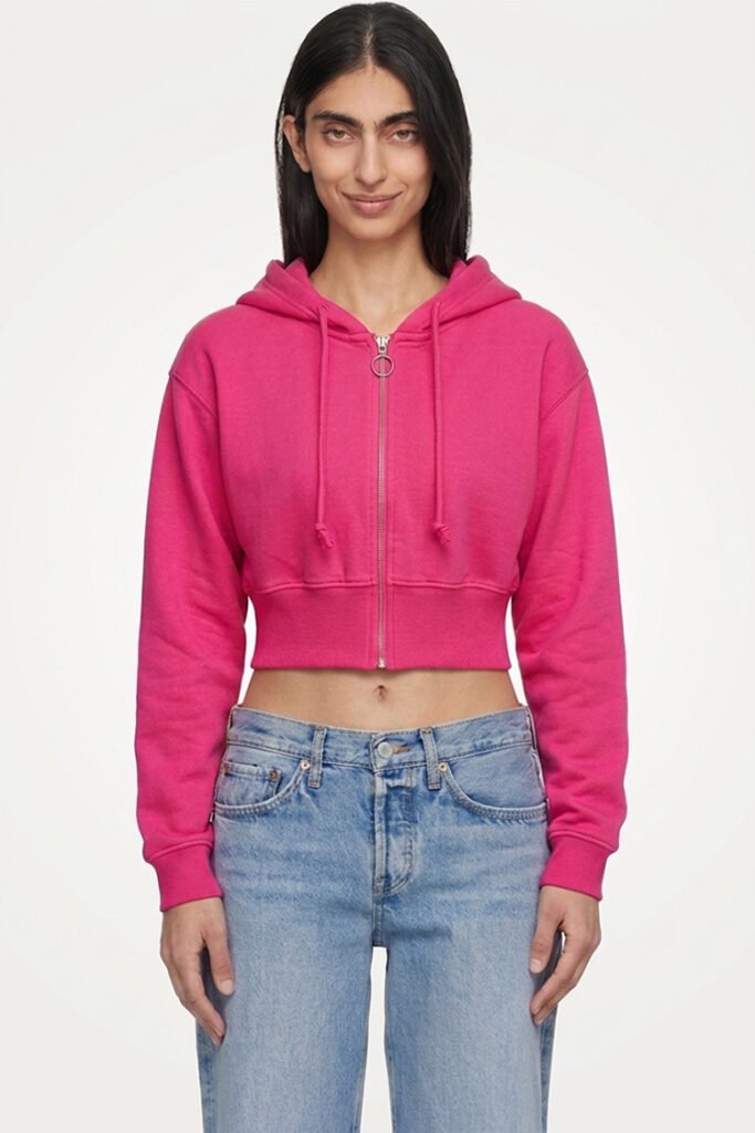 H78 Punch Pink — Cropped Zip Hoodie