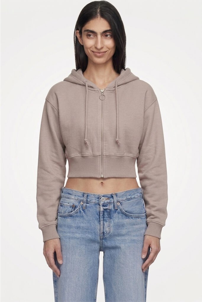 H80 Neutral Taupe — Cropped Zip Hoodie