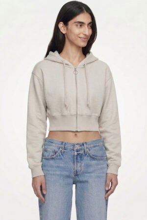 H81 Cloud Grey — Cropped Zip Hoodie