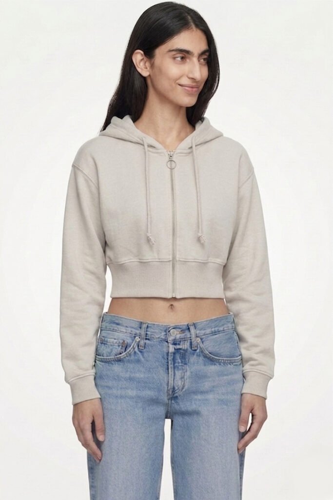 H81 Cloud Grey — Cropped Zip Hoodie