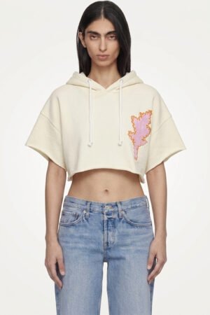 H76 Cropped Flame — Short Sleeve Hoodie