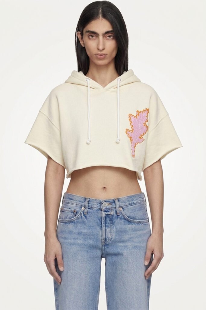 H76 Cropped Flame — Short Sleeve Hoodie